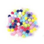 Multi-colored tinsel pom poms